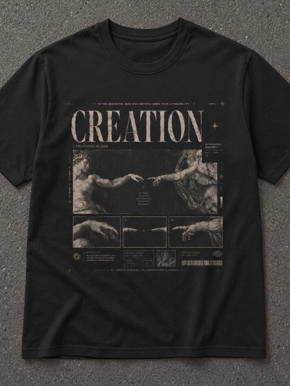 The Creation of Adam Renaissance Art T-Shirt 257